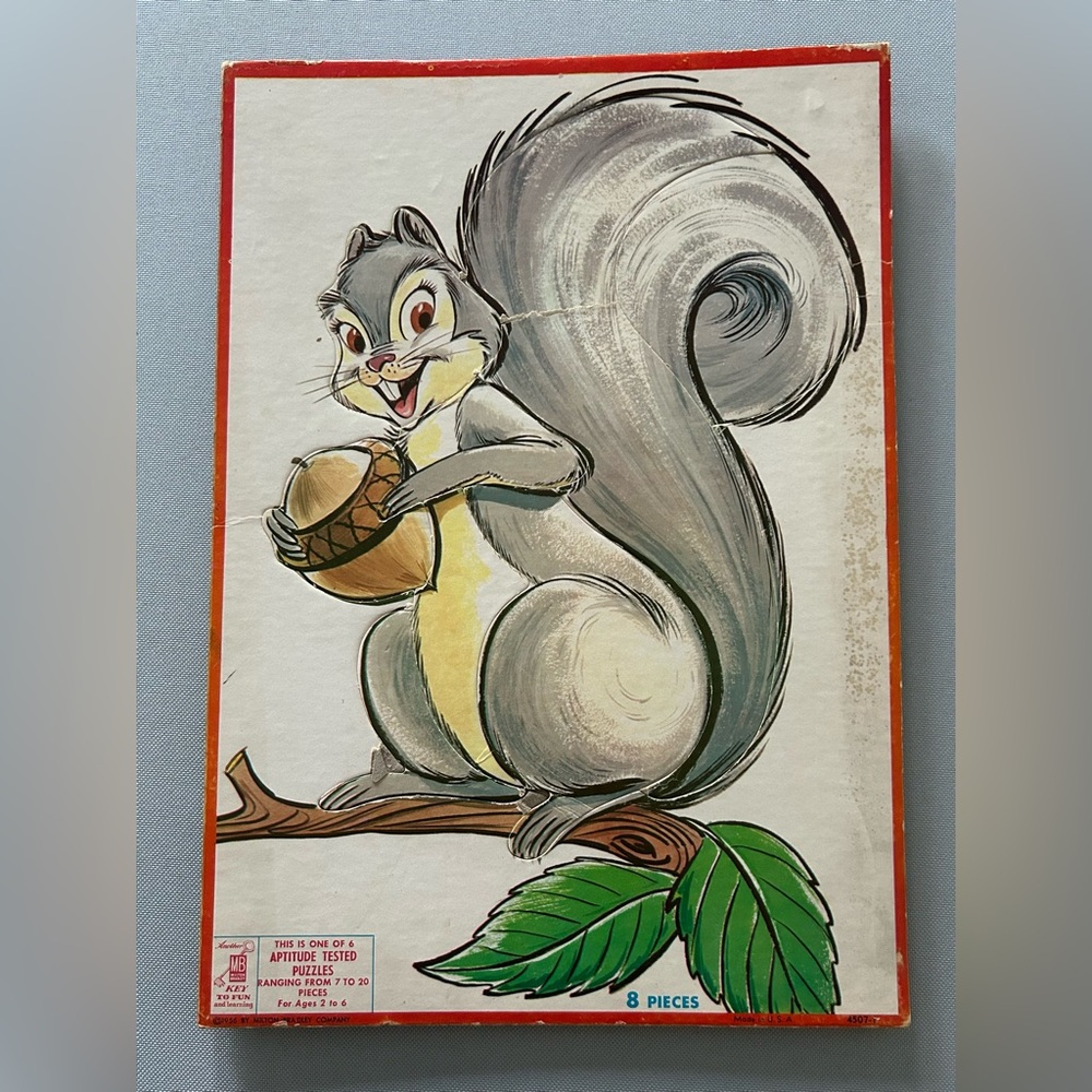 Vintage 1956 Squirrel Tray Puzzle Milton Bradley 4507-1 14.25" x 10.25"